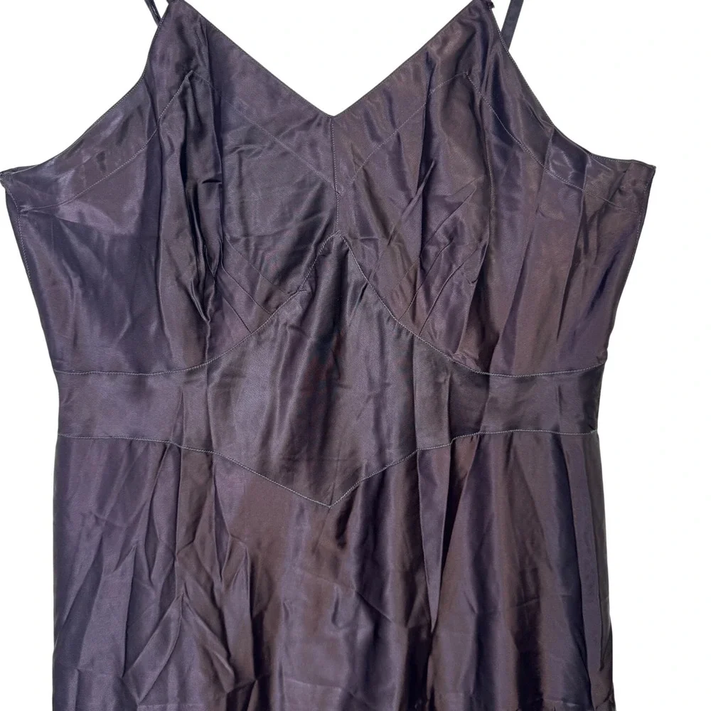Vintage 1950s Bur-Mil Lingerie Satin Slip Dress Size 40‎ Chocoloate Brown Midi